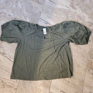Old Navy Puff Sleeve Slub Knit Top NWT Green XL Tall